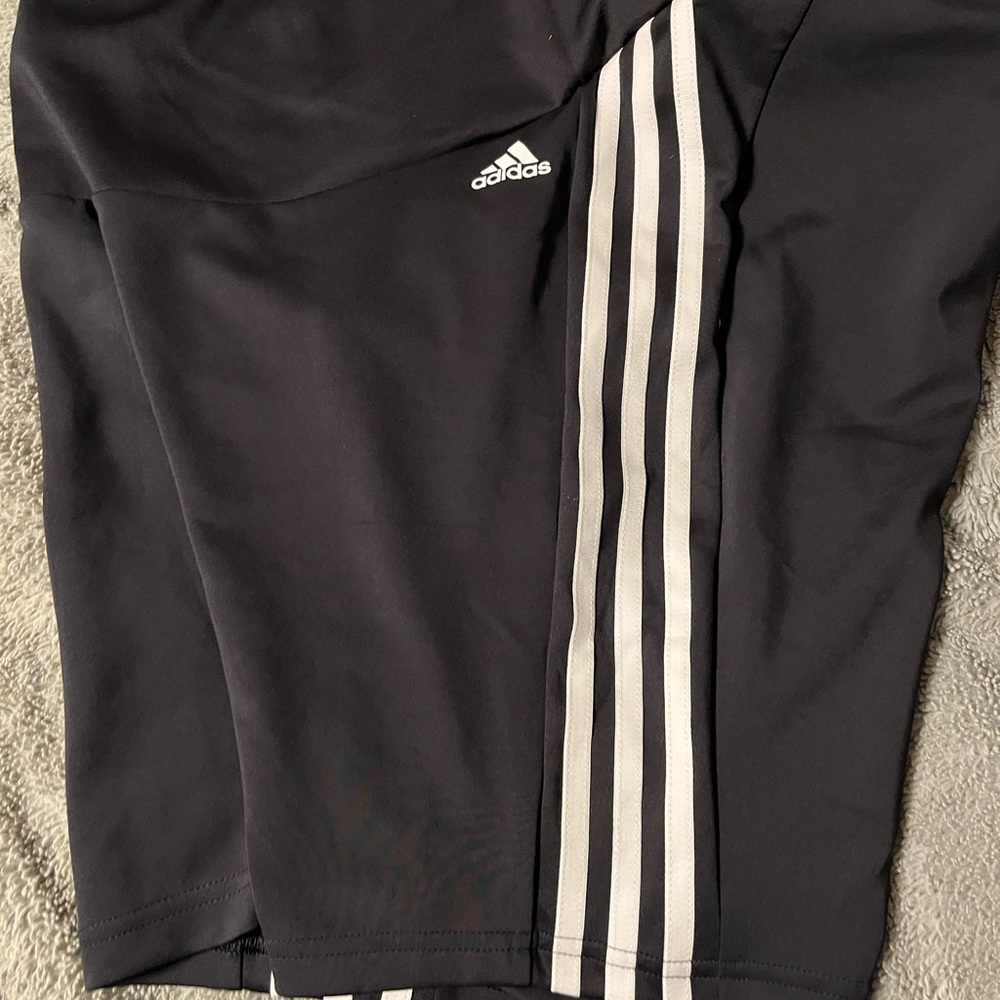Adidas Black Shorts with White Triple Stripes